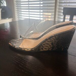 Jessica Simpson Snake Print Wedges with Clear Strap new never worn